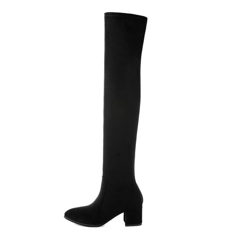 Ladies Mid-heel Pointed Thick Heel Long Boots