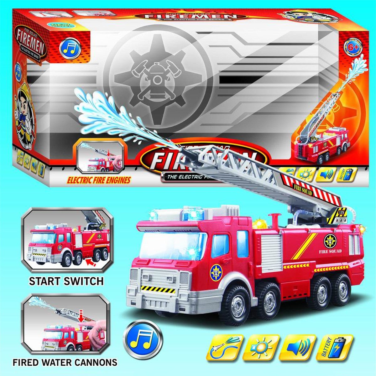 Simulation Can Spray Water Electric Universal Sound Light Fire Truck Toy
