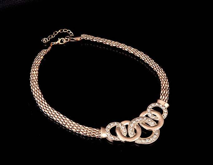 Necklace Earrings Bracelet Ring Jewelry Set European and American Plated 18K Jewelry Four-piece Set