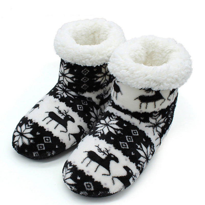 Coral velvet print indoor boots
