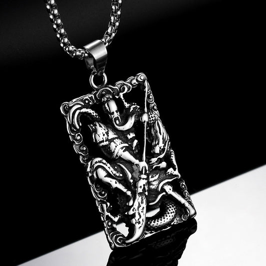 Titanium steel lace relief Guan Gong pendant pendant