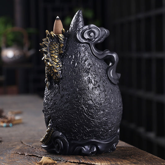 Resin Backflow Incense Burner Smoke Aromatherapy Stove Xianglong LED Light