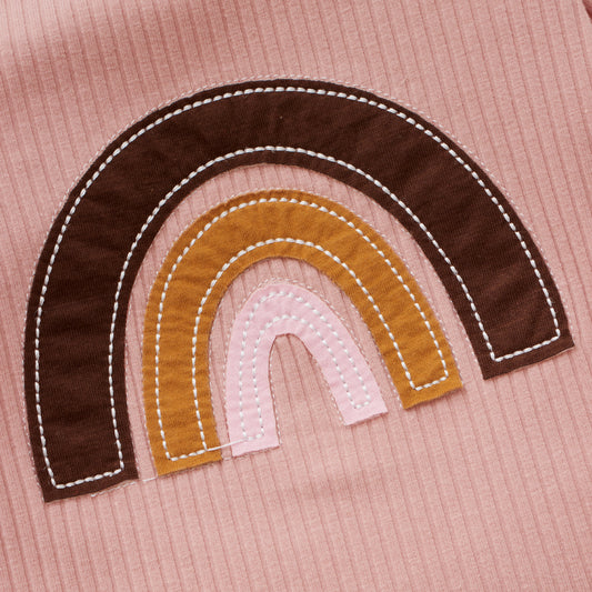 Girls' Sports Long-sleeved Pullover Without Hood Rainbow Cotton Sweater And Trousers Suit