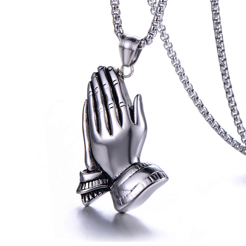 Men's Double-handed Titanium Steel Necklace Personalized Stainless Steel