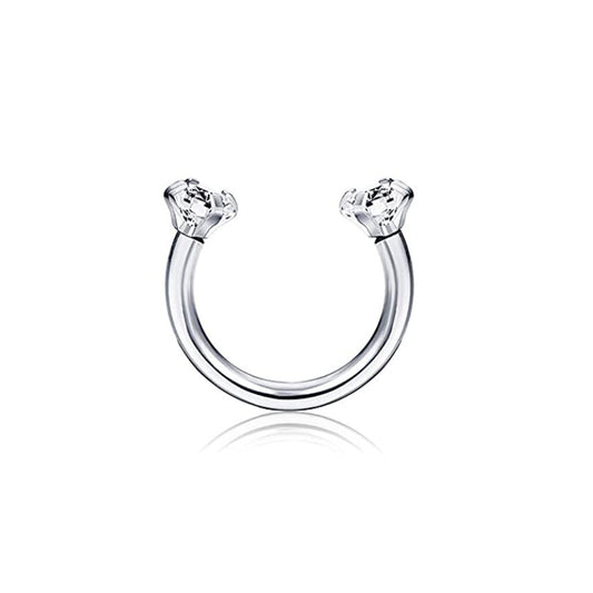 Round Zircon Horseshoe C Bar Nose Ring