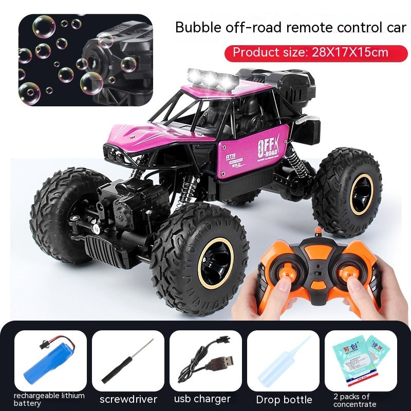Alloy Four-wheel Drive Off-road Vehicle Remote Control Car Bubble Machine Toy Car