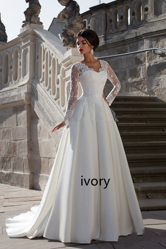 V-neck Wedding Dress New European Style Simple Trailing Tail