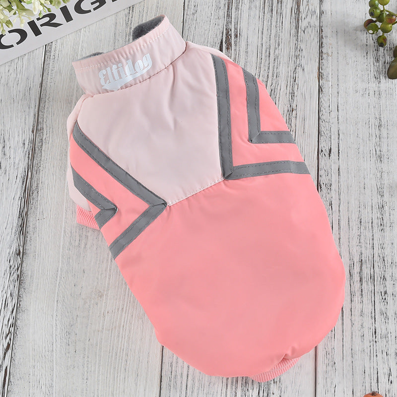 Puppy Reflective Strip Stitching Jacket Clothing