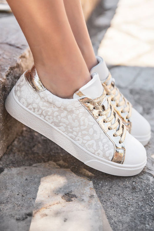 Vintage Leopard Print White Shoes