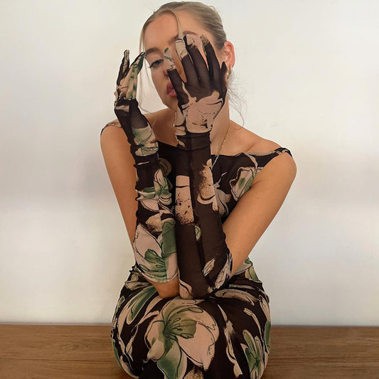 Long Open-back Pullover Skirt With Sleeves