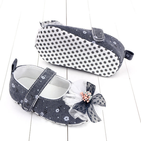 Bow lace non-slip toddler shoes