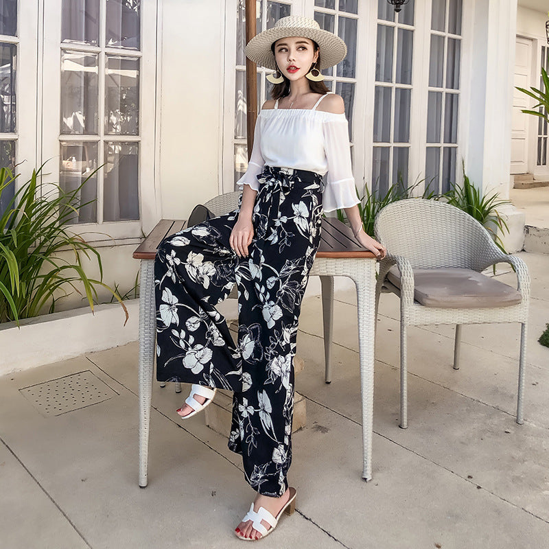 Large size bohemian wide-leg pants seaside beach pants trousers travel wear