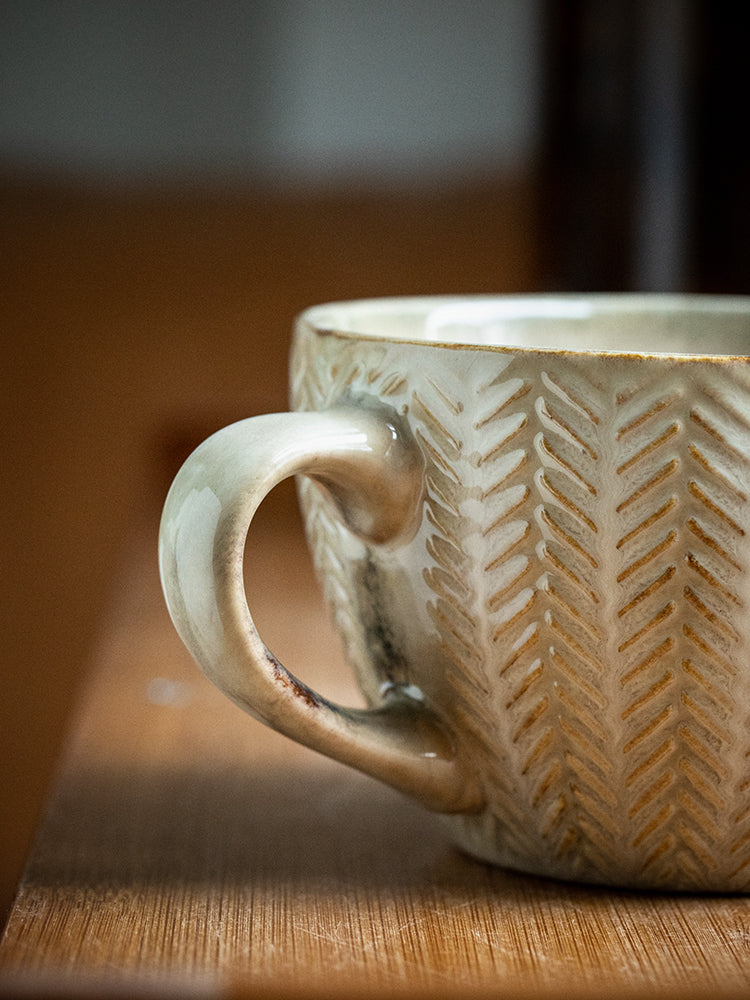 Retro Relief Breakfast Cup With Subtle Flaws