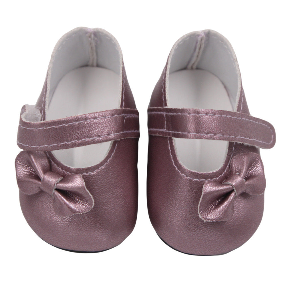 18 Inch American Girl Doll Shoes Solid Color Bow Shoes