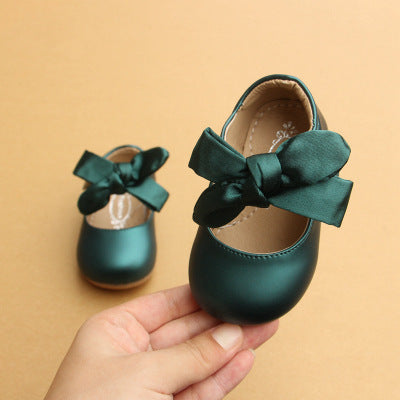 Girls' soft sole princess shoes bow step shoes