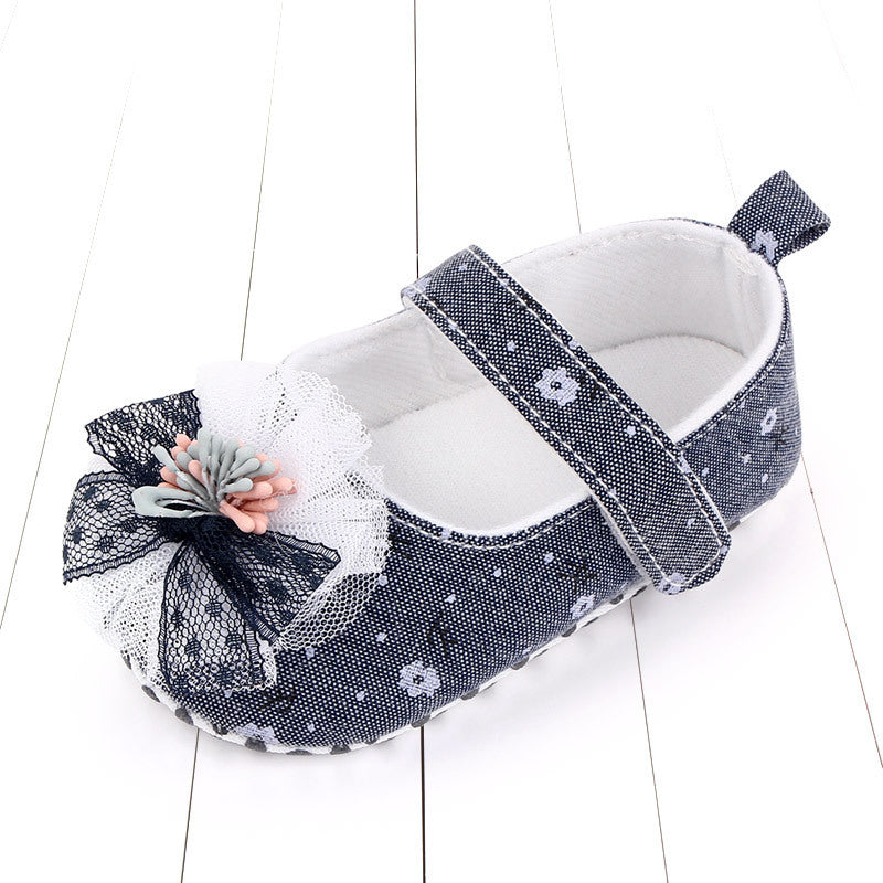 Bow lace non-slip toddler shoes