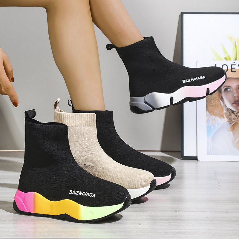 Black Sock Boots For Women Platform Shoes - FLIPSTYLEZLLC