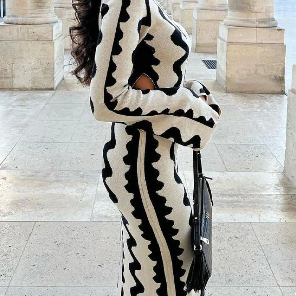 Women's Wave Fashion Wave Pattern One Step Dress