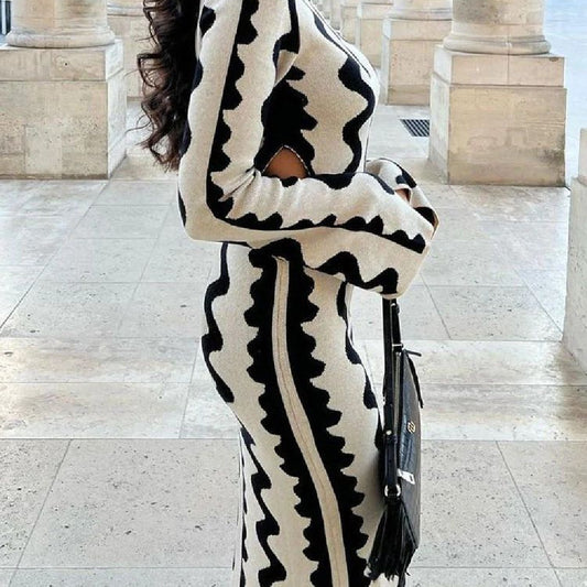 Women's Wave Fashion Wave Pattern One Step Dress