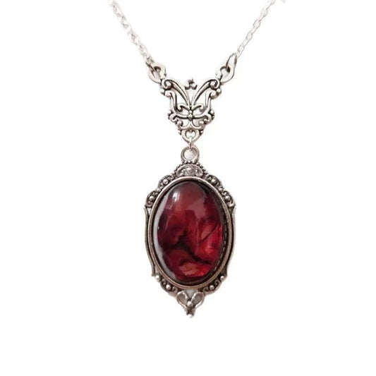 Vintage Red Quartz Crystal Necklace