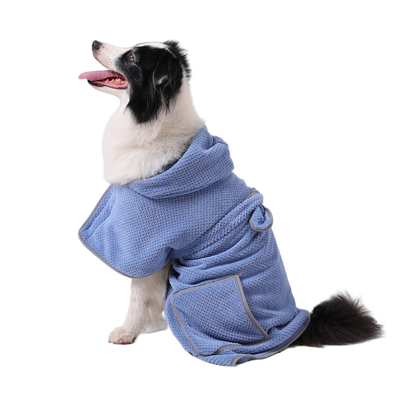 Dog Body Towel High Absorbent Quick Drying Dog Bath Robe Warm Soft Dog Bath Robe Towel With Adjustable Waistband
