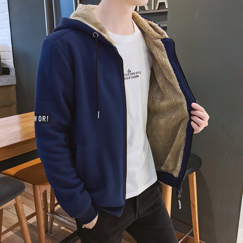 Hooded cardigan top plus size warm jacket