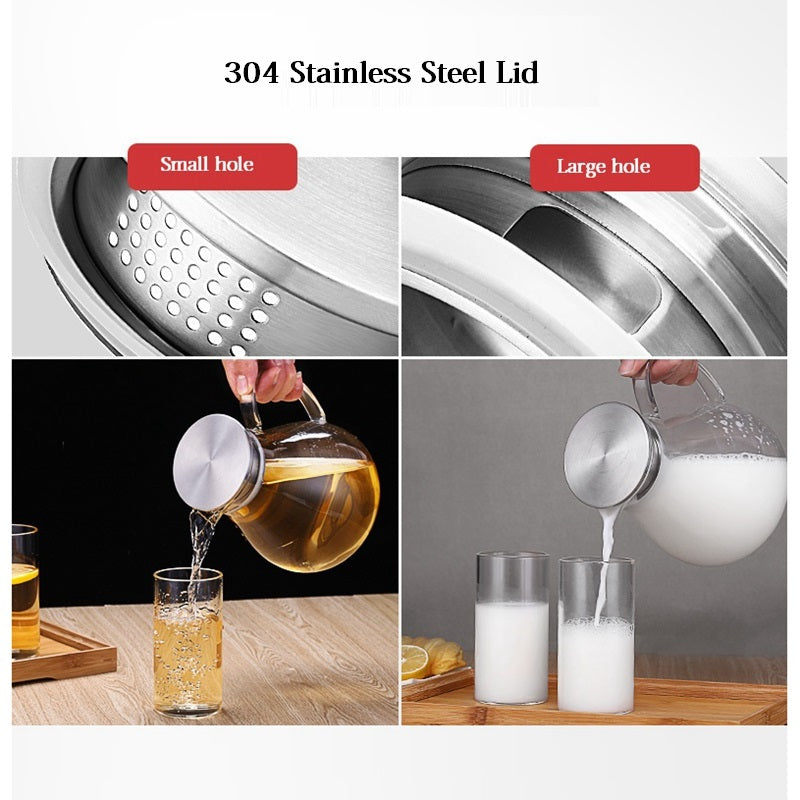 1.9L Heated Glass Water Jar Tea Jar Juice Container Beverage Dispenser Anti-Explosion Drink Kettle