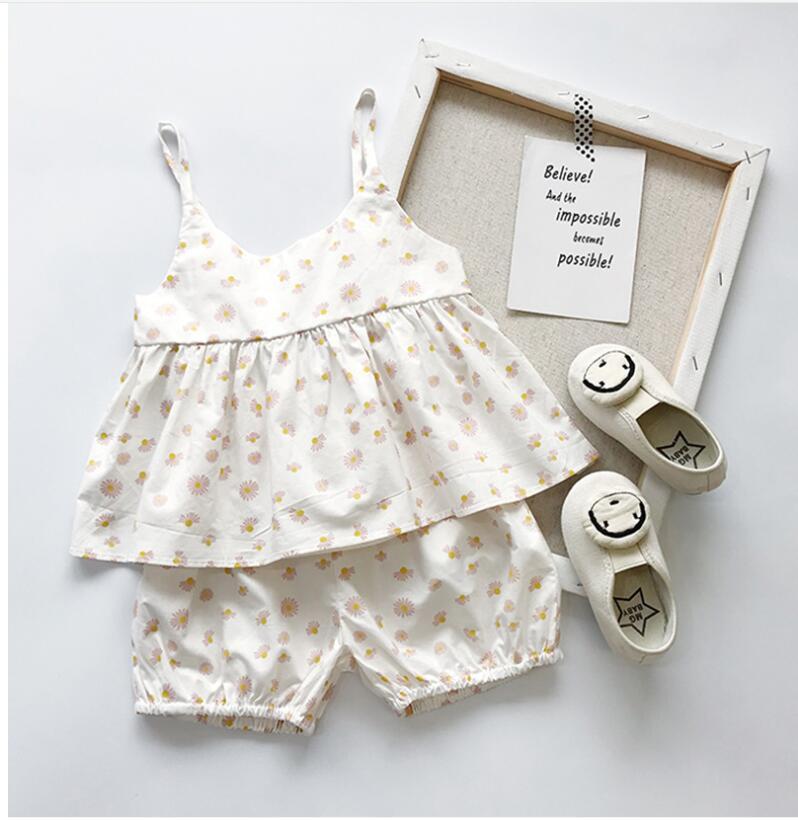 Summer Children's Wear Girls' Skirt Set Small Sleeveless Tops Shorts