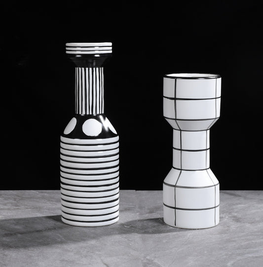 Simple Nordic Minimalism Black And White Striped Ceramic Vase
