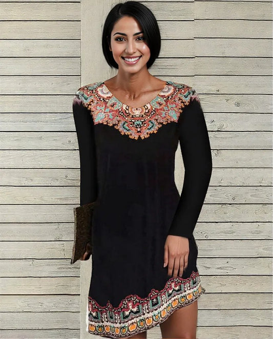 New Sexy Autumn fall Winter exotic floral design Dress for Women 7 different colors