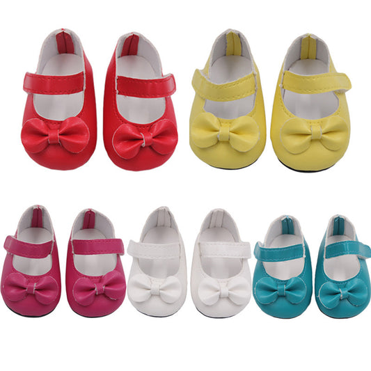 18 Inch American Girl Doll Shoes Solid Color Bow Shoes