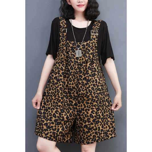 Plus Size Women's New Leopard Print Overalls Women
