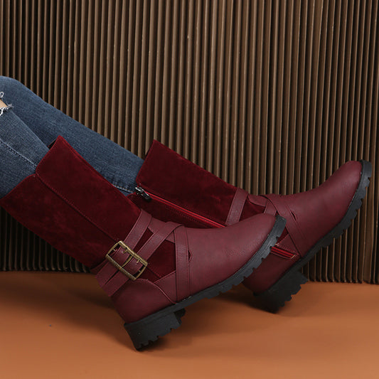 Square Heel Large Size Women's Shoe Low Heel Casual Foot Belt