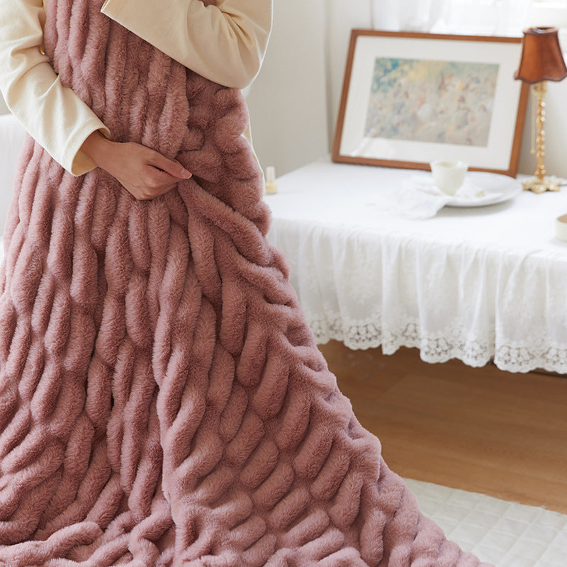 LuxuryRabbit Plush Blanket Winter Thickened Fur