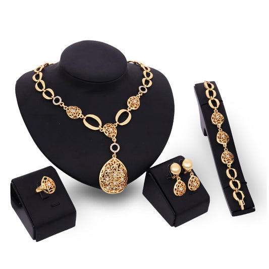 Jewelry Fashion Necklace Earrings Bracelet Ring Four Piece Jewelry Set - FLIPSTYLEZLLC
