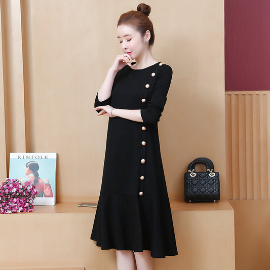 Plus size women's fat sister temperament celebrities cover meat was thin knitted dress