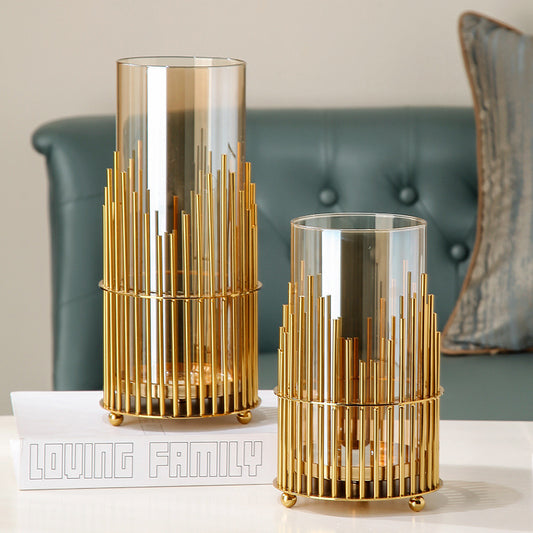 Household European Style Simple Metal Glass Vase