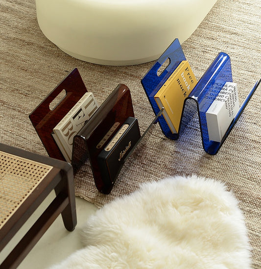 Acrylic Decorative Bookstand Retro W-shaped Storage Rack