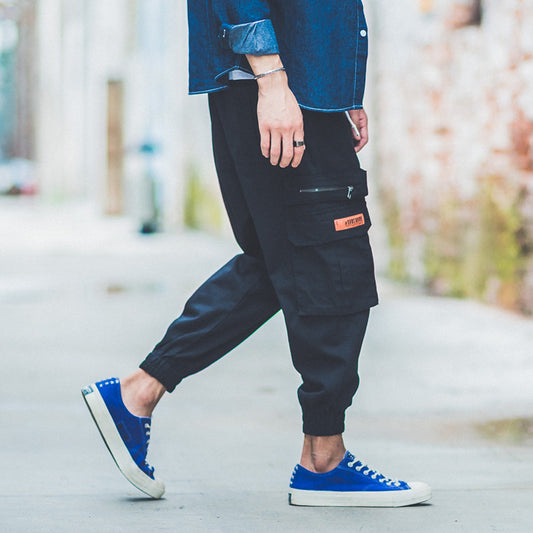 Men's overalls cropped harem pants