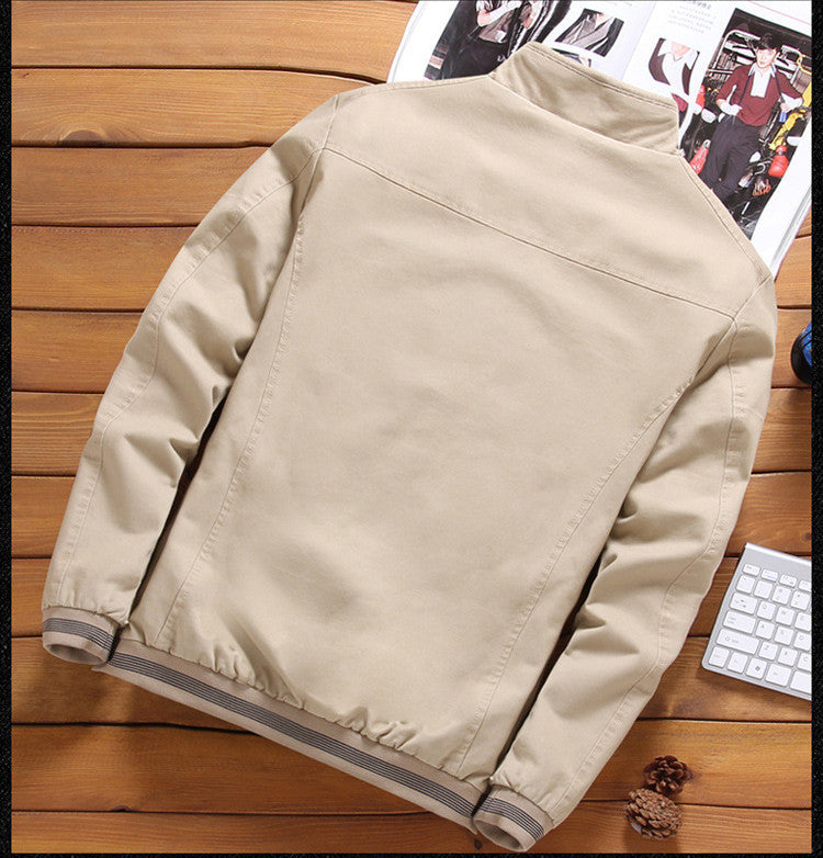 Men's casual plus size plus velvet padded stand collar jacket