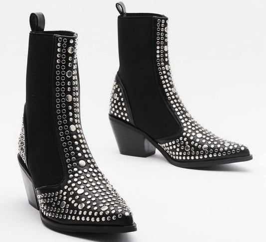 Plus size rivet elastic women's boots
