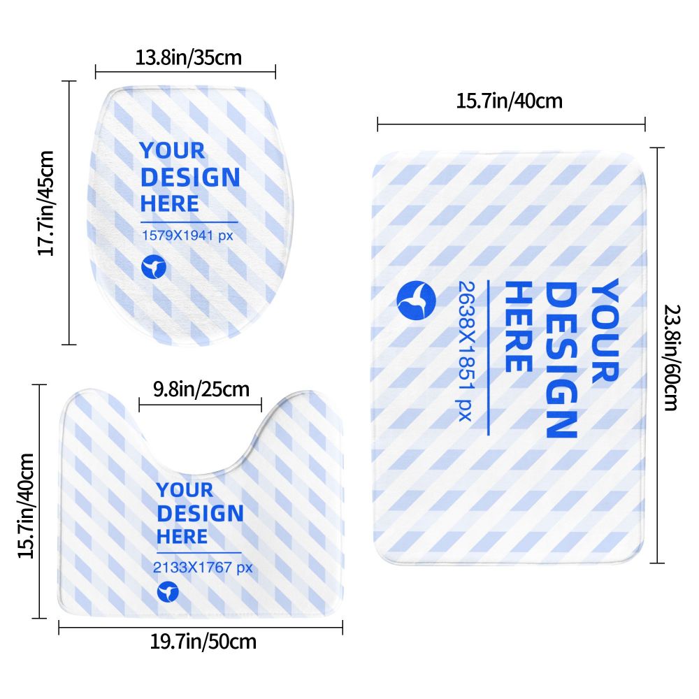 Create Your Own 24x16in Flannel Anti-Slip Floor Mats 3-Piece Set
