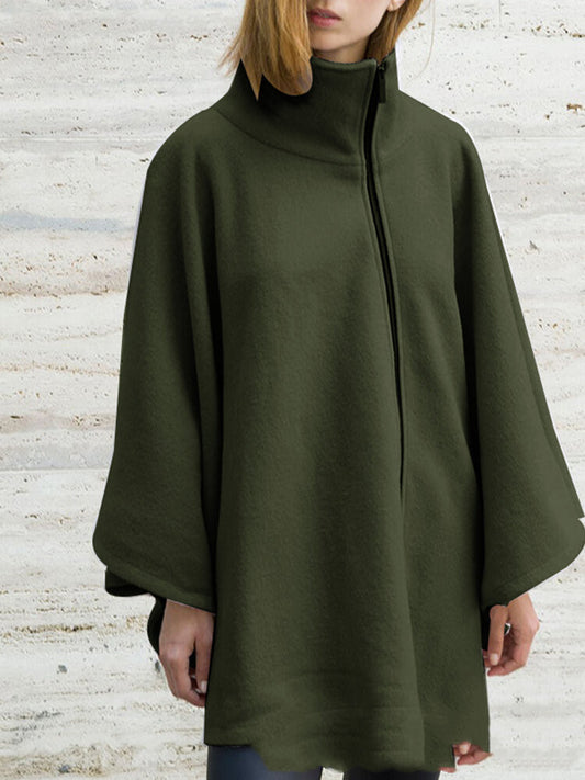 Women's Plus Size Mid-length Zipper Long-sleeved Jacket