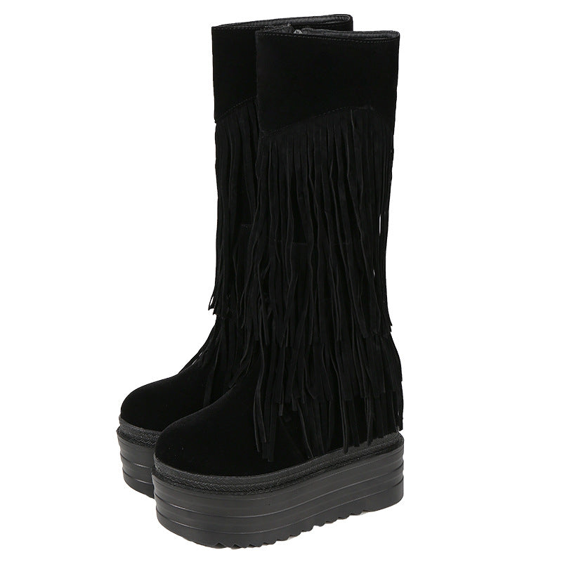 Super High Heel Women Shoes Fringed Boots - FLIPSTYLEZLLC