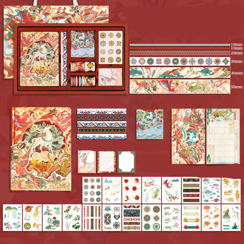 Ancient Style Hand Book Tape Stickers Sticky Notes Gift Box