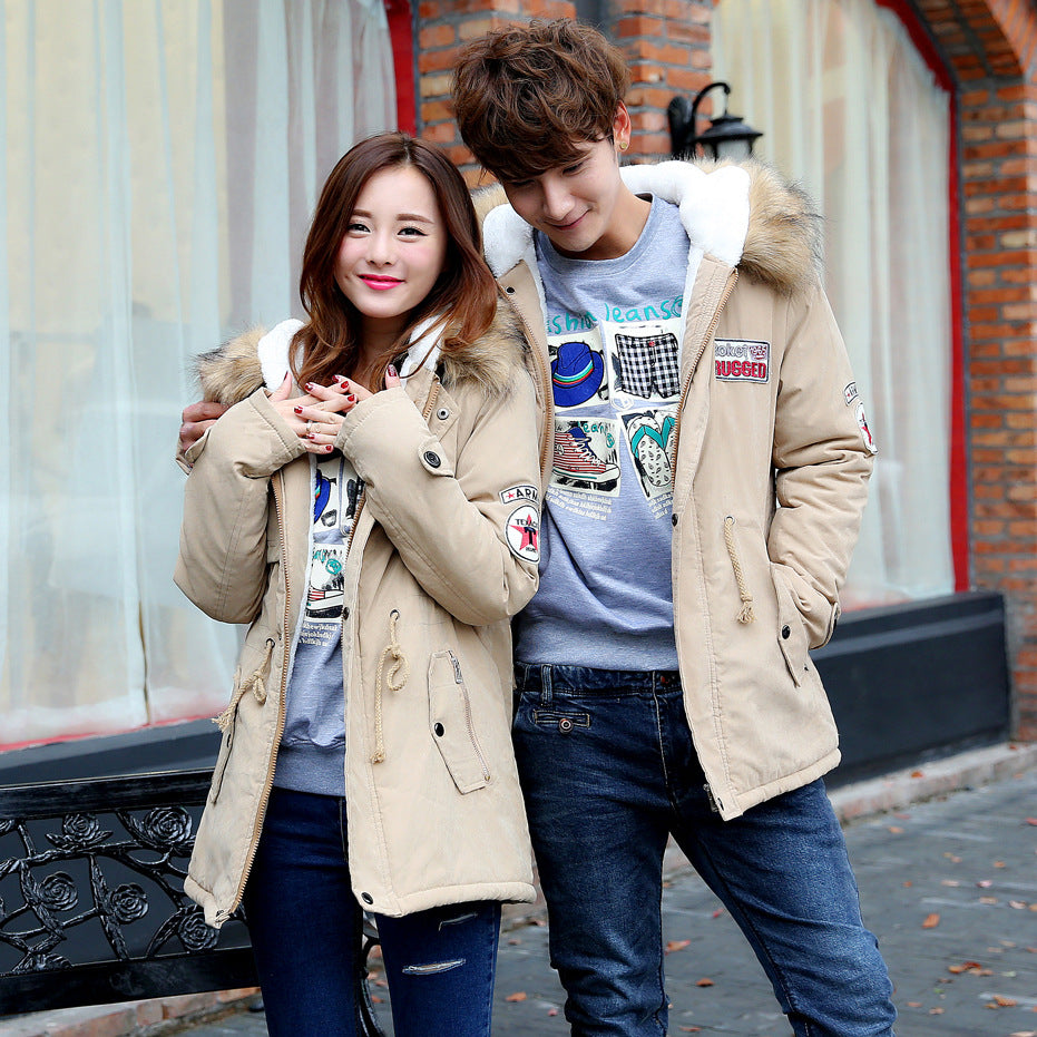 Fur collar plus size thick long padded coat