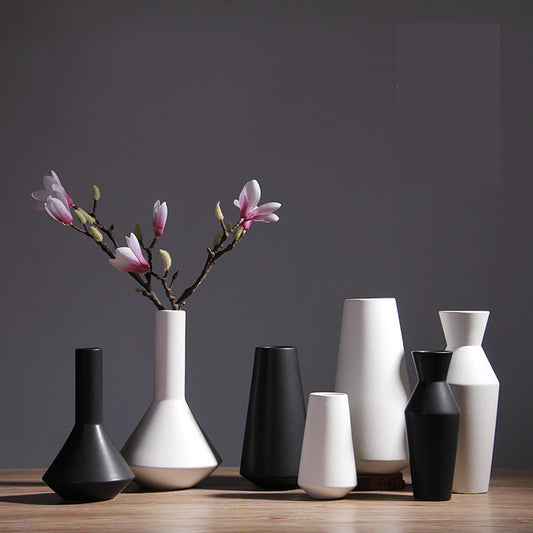 Simple Living Room Home Decoration Creative Black And White Ceramic Vase