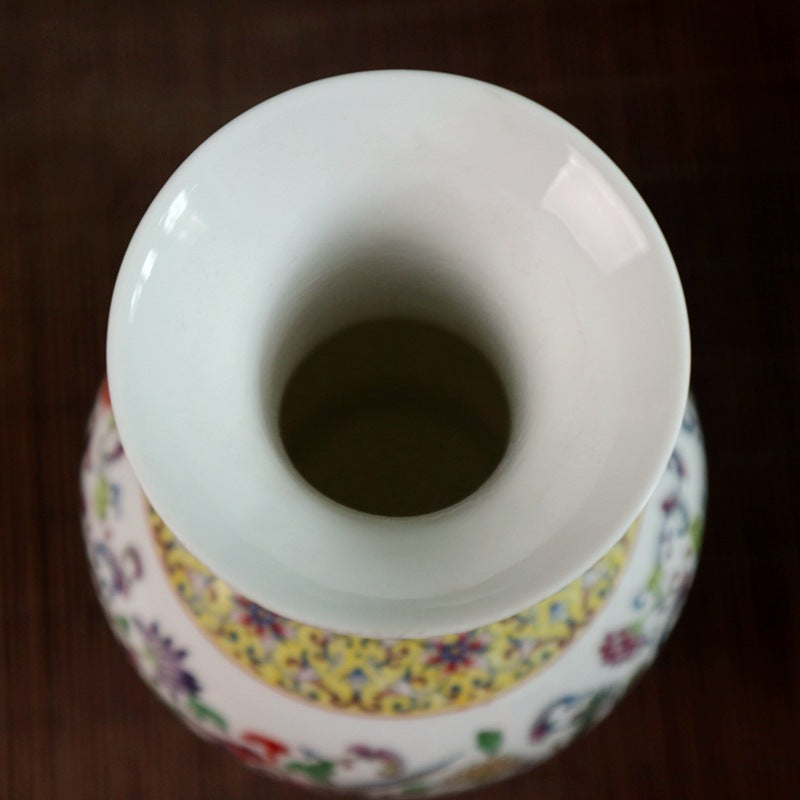 Antique Old Dragon And Phoenix Pattern Ceramic Crafts Vase Ornaments