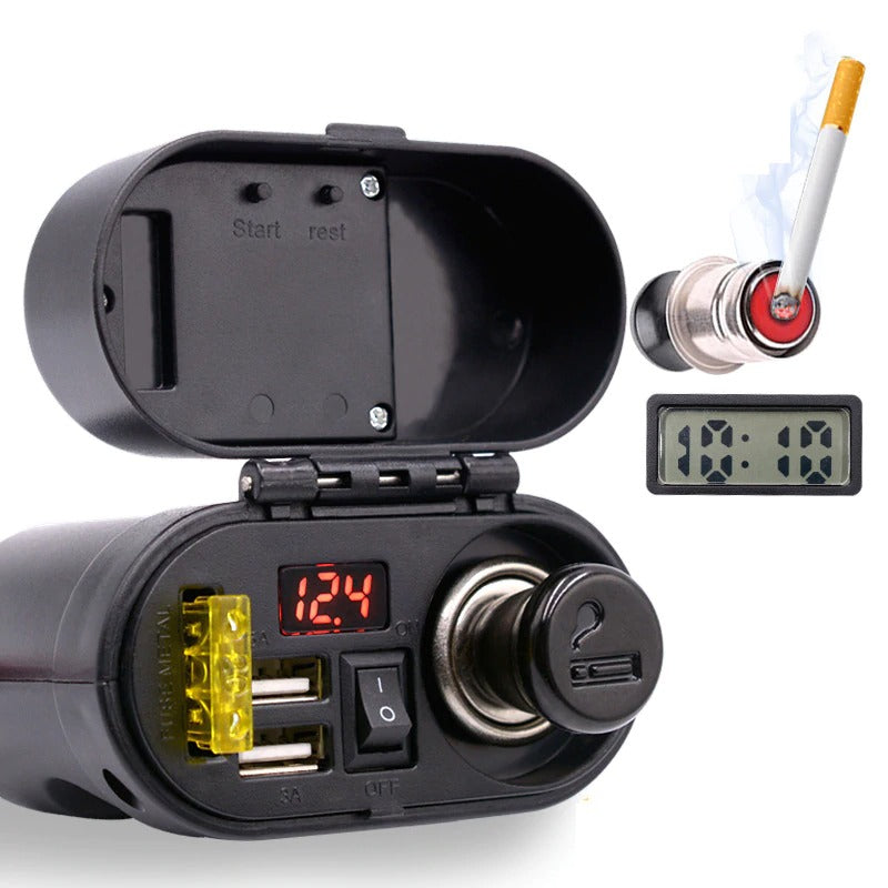 Motorcycle Scooter Car Refitting Accessories Cigarette Lighting Dual USB Refitting Car Charger With Wire 42A