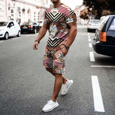 Digital Color Printed Casual Men's Short T Beach Pants Suit Summer Loose Shorts